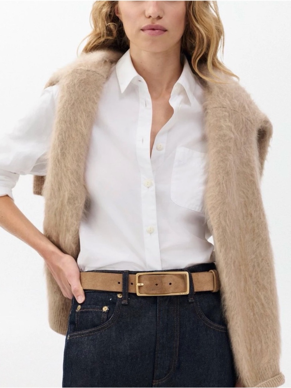 rag & bone Rebound Suede Belt with Gold Buckle